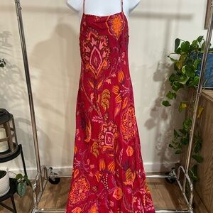FARM Rio Red and Orange Maxi Dress